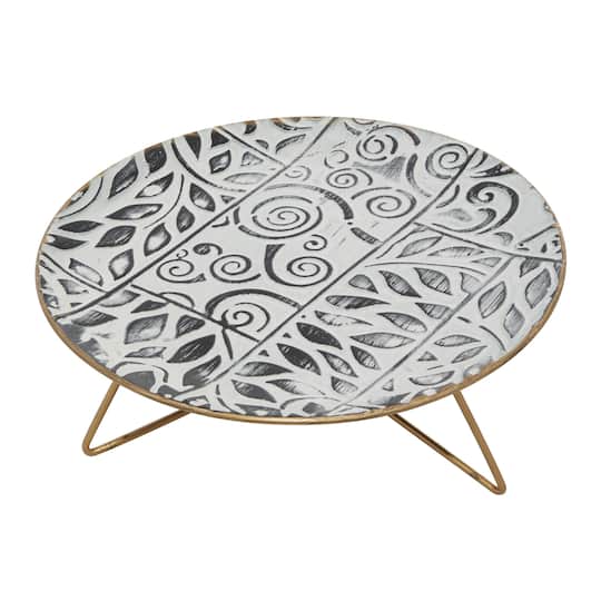 Set of 3 White Metal Farmhouse Cake Stand, 11", 12", 14"